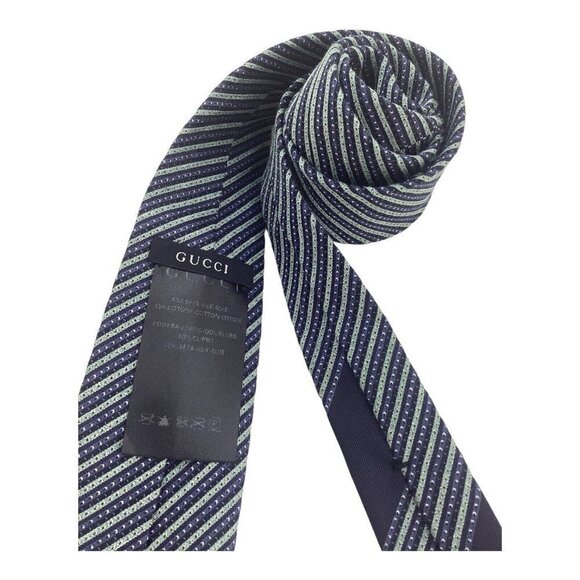 GUCCI Green Blue Striped Luxury Designer Silk Slim Tie Italy W: 2.8" NWOT - Picture 3 of 7